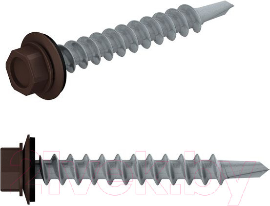 Изображение товара Саморез Starfix Кровельный по дереву 4.8х29 шайба с прокл. PT1 / SM-44450-5000 (5000шт, оцинкованный, RAL 8019 серо-коричневый)