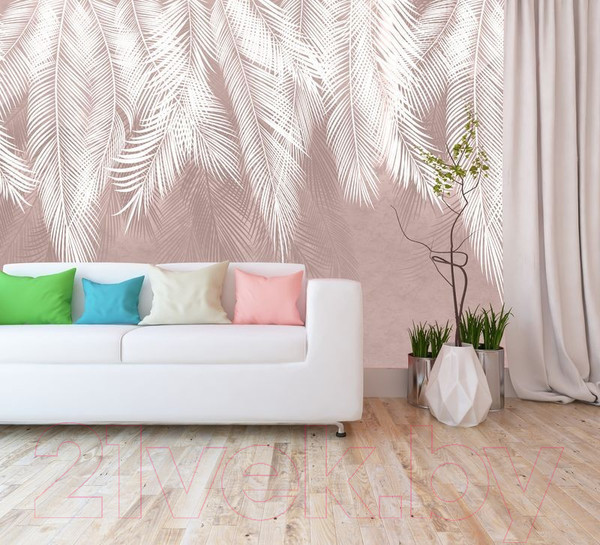 Изображение товара Фотообои листовые Citydecor Пальмовые листья (300x260, пудровый гранж)