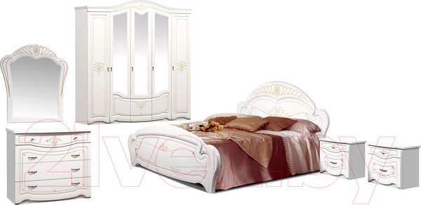 Изображение товара Комплект мебели для спальни ФорестДекоГрупп Луиза 5 (слоновая кость)