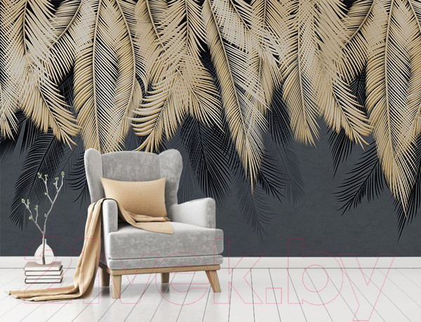 Изображение товара Фотообои листовые Citydecor Пальмовые листья (300x260, с оттенком золотой-синий)