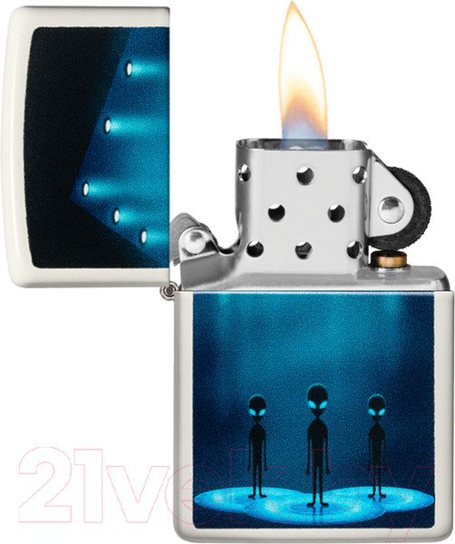 Изображение товара Зажигалка Zippo Aliens Design / 49487 (белый матовый)