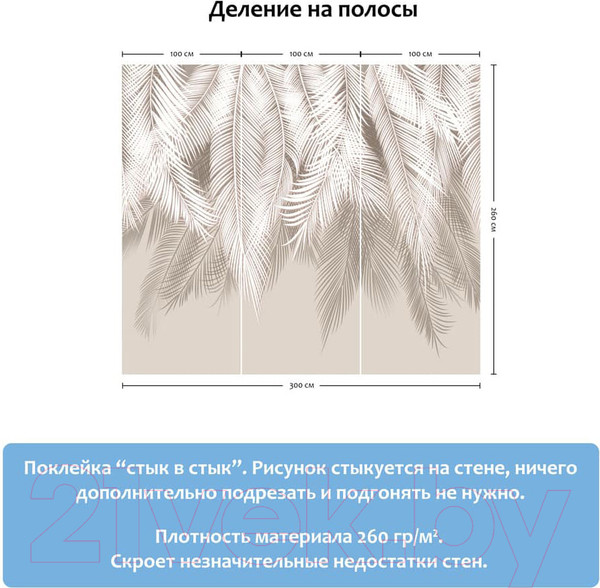 Изображение товара Фотообои листовые Citydecor Пальмовые листья 2 (300x260, кашемир)