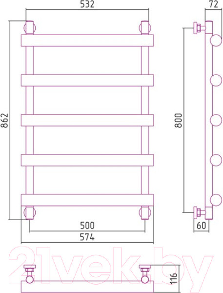 Изображение товара Полотенцесушитель водяной Сунержа Атлант 80x50 / 00-0226-8050