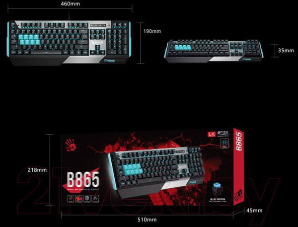 Изображение товара Клавиатура A4Tech Bloody B865 (черный)