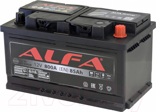 Изображение товара Автомобильный аккумулятор ALFA battery Hybrid R низкий / AL 85 Low (85 А/ч)
