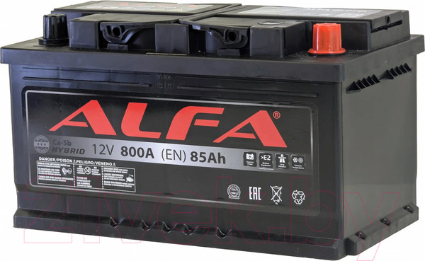 Изображение товара Автомобильный аккумулятор ALFA battery Hybrid R низкий / AL 85 Low (85 А/ч)