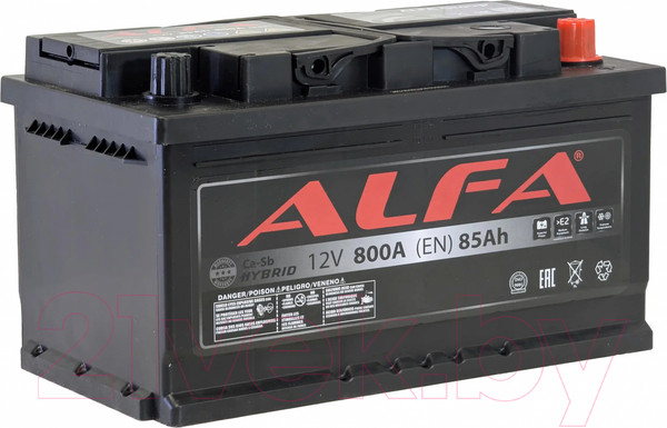 Изображение товара Автомобильный аккумулятор ALFA battery Hybrid R низкий / AL 85 Low (85 А/ч)