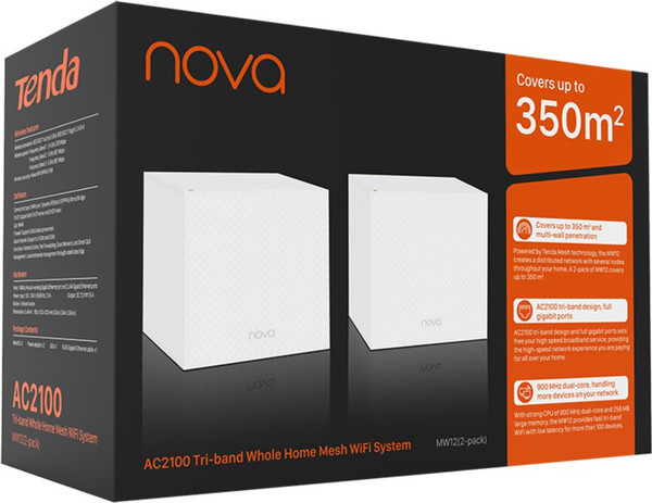 Изображение товара Комплект беспроводных маршрутизаторов Tenda NOVA MW12 (2pack)