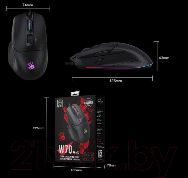 Изображение товара Мышь A4Tech Bloody W70 Max Punk (желтый)