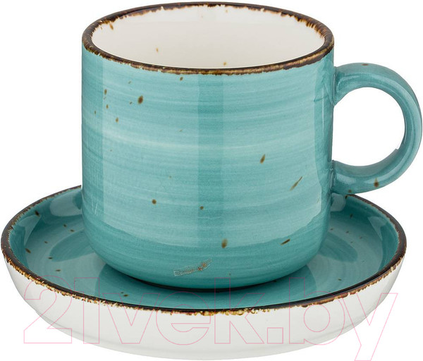 Изображение товара Кружка с блюдцем Bronco Nature / 263-1031 (бирюзовый)
