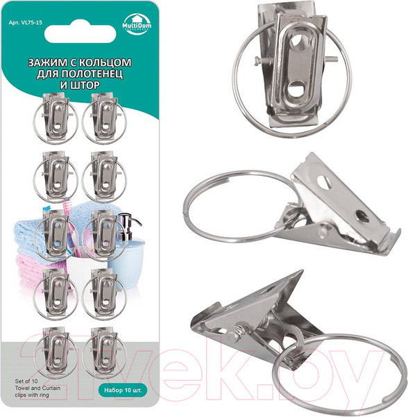 Изображение товара Зажим потолочный для штор Мультидом VL75-15 (10шт)