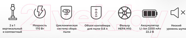 Изображение товара Вертикальный пылесос BQ VC0802H (серый/синий)