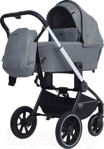 Изображение товара Детская универсальная коляска MOWbaby Zoom PU 2 в 1 / RA086 (Silver Grey)