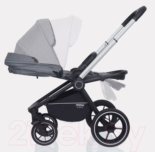 Изображение товара Детская универсальная коляска MOWbaby Zoom PU 2 в 1 / RA086 (Silver Grey)
