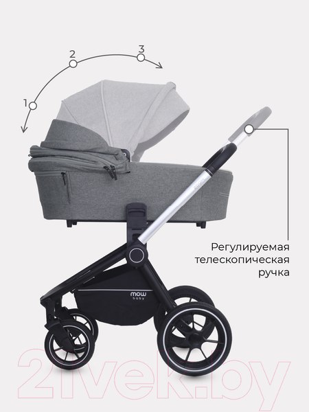 Изображение товара Детская универсальная коляска MOWbaby Zoom PU 2 в 1 / RA086 (Silver Grey)
