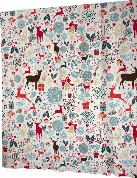Изображение товара Шторка-занавеска для ванны JoyArty Новогодние олени / sc_185481