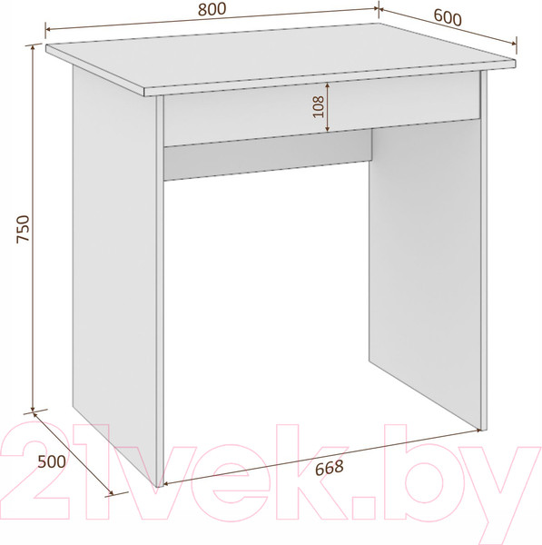 Изображение товара Письменный стол Кортекс-мебель Эльф 80-1ш (венге)