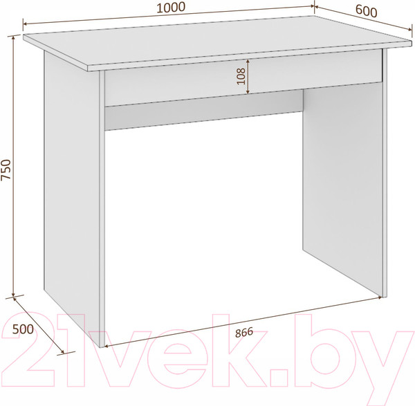 Изображение товара Письменный стол Кортекс-мебель Эльф 100-1ш (белый)