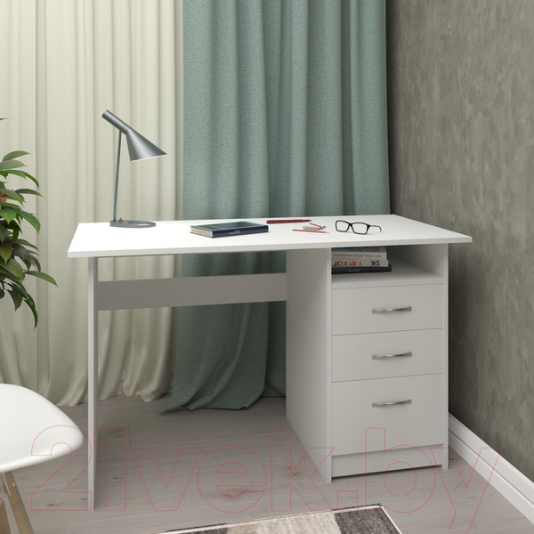 Изображение товара Письменный стол Кортекс-мебель Эльф 120-3ш (белый)