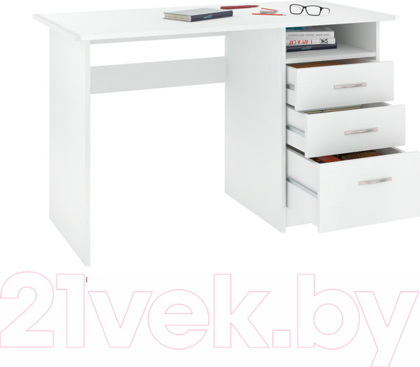 Изображение товара Письменный стол Кортекс-мебель Эльф 120-3ш (белый)