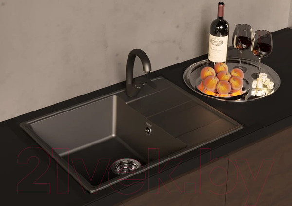 Изображение товара Мойка кухонная Ulgran Quartz Prima 650-07 (уголь)