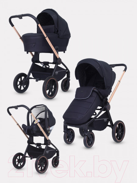 Изображение товара Детская универсальная коляска MOWbaby Zoom PU 3 в 1 / RA087 (Gold Black)
