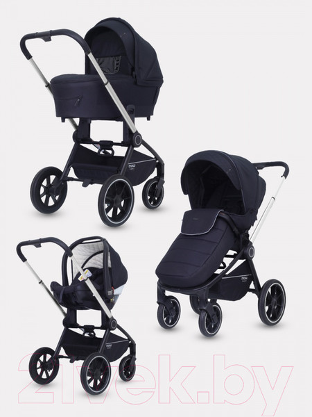 Изображение товара Детская универсальная коляска MOWbaby Zoom PU 3 в 1 / RA087 (Silver Black)