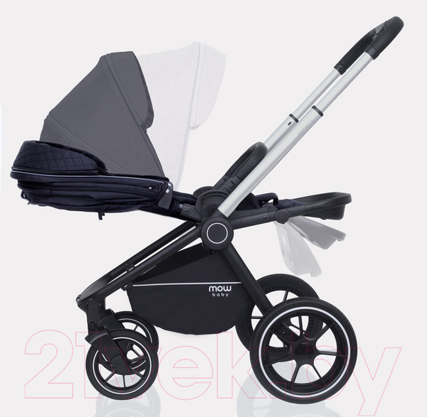 Изображение товара Детская универсальная коляска MOWbaby Zoom PU 3 в 1 / RA087 (Silver Black)