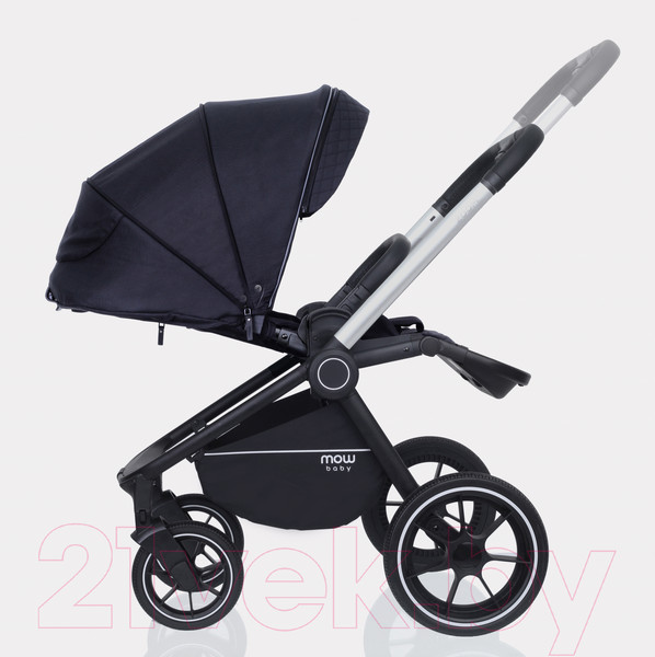Изображение товара Детская универсальная коляска MOWbaby Zoom PU 3 в 1 / RA087 (Silver Black)