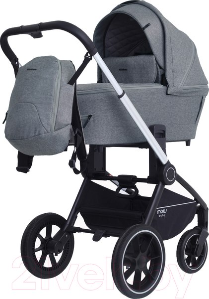 Изображение товара Детская универсальная коляска MOWbaby Zoom PU 3 в 1 / RA087 (Silver Grey)
