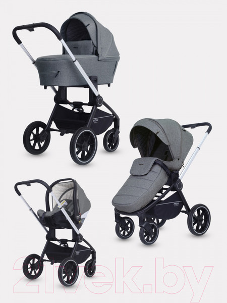 Изображение товара Детская универсальная коляска MOWbaby Zoom PU 3 в 1 / RA087 (Silver Grey)