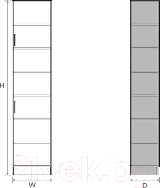 Изображение товара Шкаф-пенал Макс Стайл Kart 18 Egger 219x50x42 / 4B4250 (дуб бардолино натуральный Н1145 ST10)
