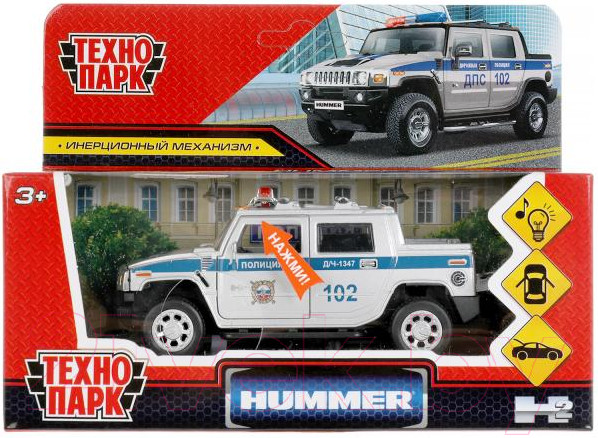 Изображение товара Автомобиль игрушечный Технопарк Hummer H2 Pickup Полиция / HUM2PICKUP-12SLPOL-SR