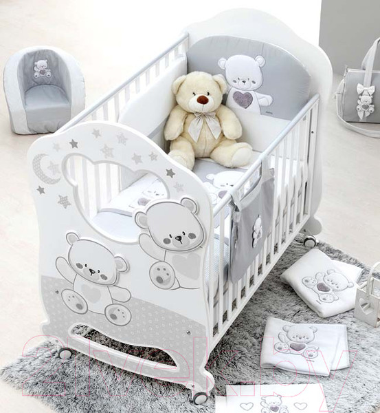 Изображение товара Детская кроватка Italbaby Jolie Oblo / 070.0860-5 (белый/серый)