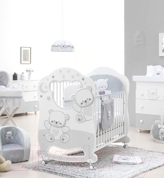 Изображение товара Детская кроватка Italbaby Jolie Oblo / 070.0860-5 (белый/серый)