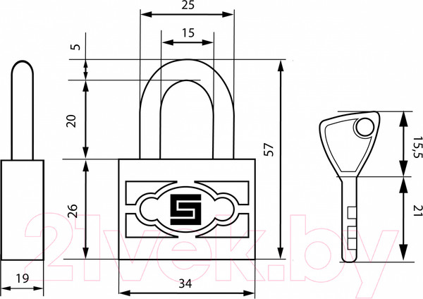 Изображение товара Замок навесной БУЛАТ ВС 3-П30 ПЛ