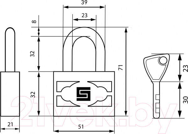 Изображение товара Замок навесной БУЛАТ ВС 3-П50 ПЛ