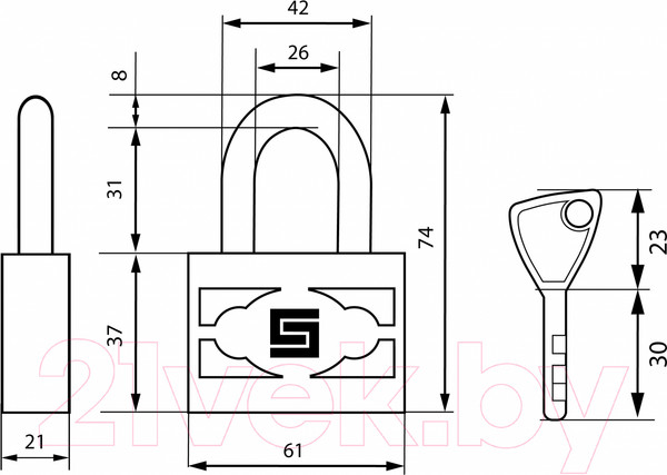 Изображение товара Замок навесной БУЛАТ ВС 3-П60 ПЛ