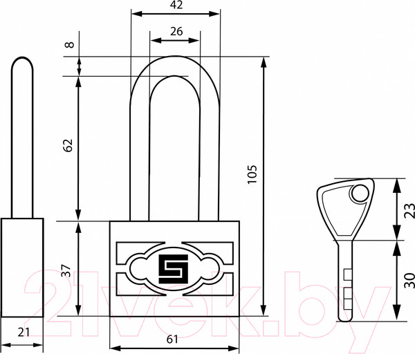 Изображение товара Замок навесной БУЛАТ ВС 3-П60-01 ПЛ