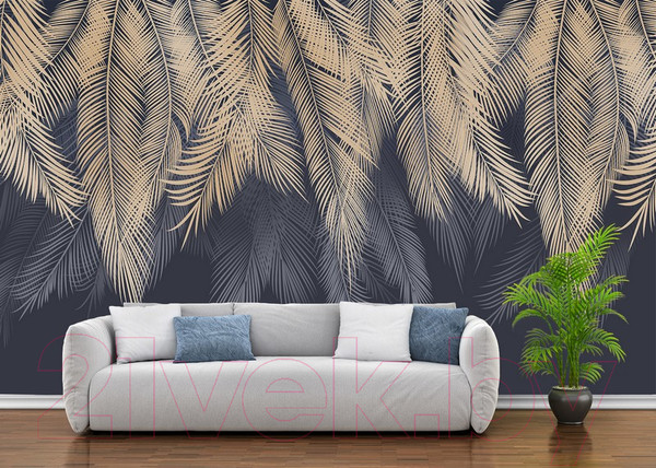 Изображение товара Фотообои листовые Citydecor Magic Пальмовые листья с оттенком (бежевый-синий, 500x260)