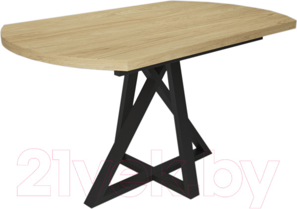 Изображение товара Обеденный стол Дабер 017 раздвижной / С17Р.13.2.9 (опора металл черный/гикори натуральный)