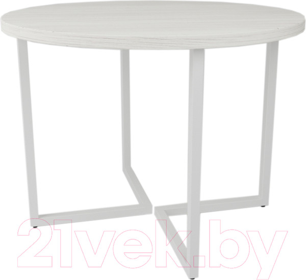 Изображение товара Обеденный стол Дабер 018 / С18.10.1.10 (опора металл белый/древесина белая)