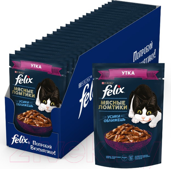 Изображение товара Влажный корм для кошек Felix Мясные Ломтики с уткой (75г)