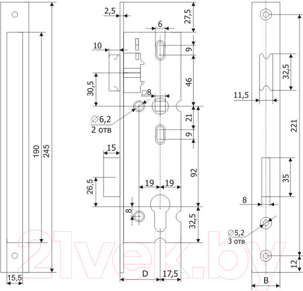 Изображение товара Замок врезной Гардиан Profi 35.11.16