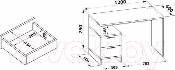 Изображение товара Письменный стол Сокол-Мебель КСТ-114 (венге/беленый дуб)