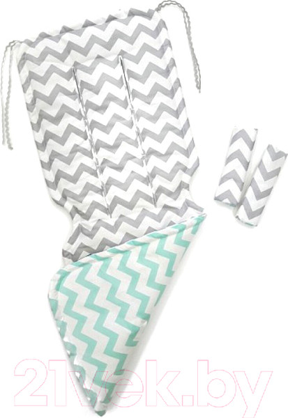 Изображение товара Вкладыш для коляски Топотушки Зиг-заг универсальный / 33/11 (серый/мятный)