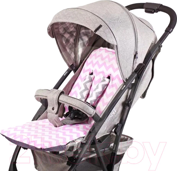 Изображение товара Вкладыш для коляски Топотушки Зиг-заг универсальный / 33/12 (серый/розовый)
