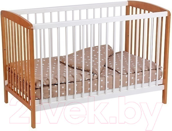 Изображение товара Детская кроватка Polini Kids Simple 101 / 0003022-11 (белый/бук)