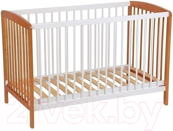 Изображение товара Детская кроватка Polini Kids Simple 101 / 0003022-11 (белый/бук)