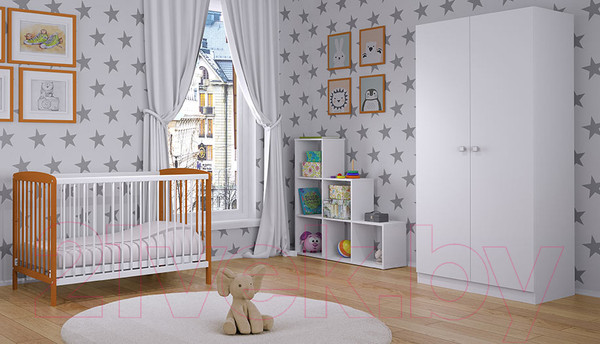 Изображение товара Детская кроватка Polini Kids Simple 101 / 0003022-11 (белый/бук)
